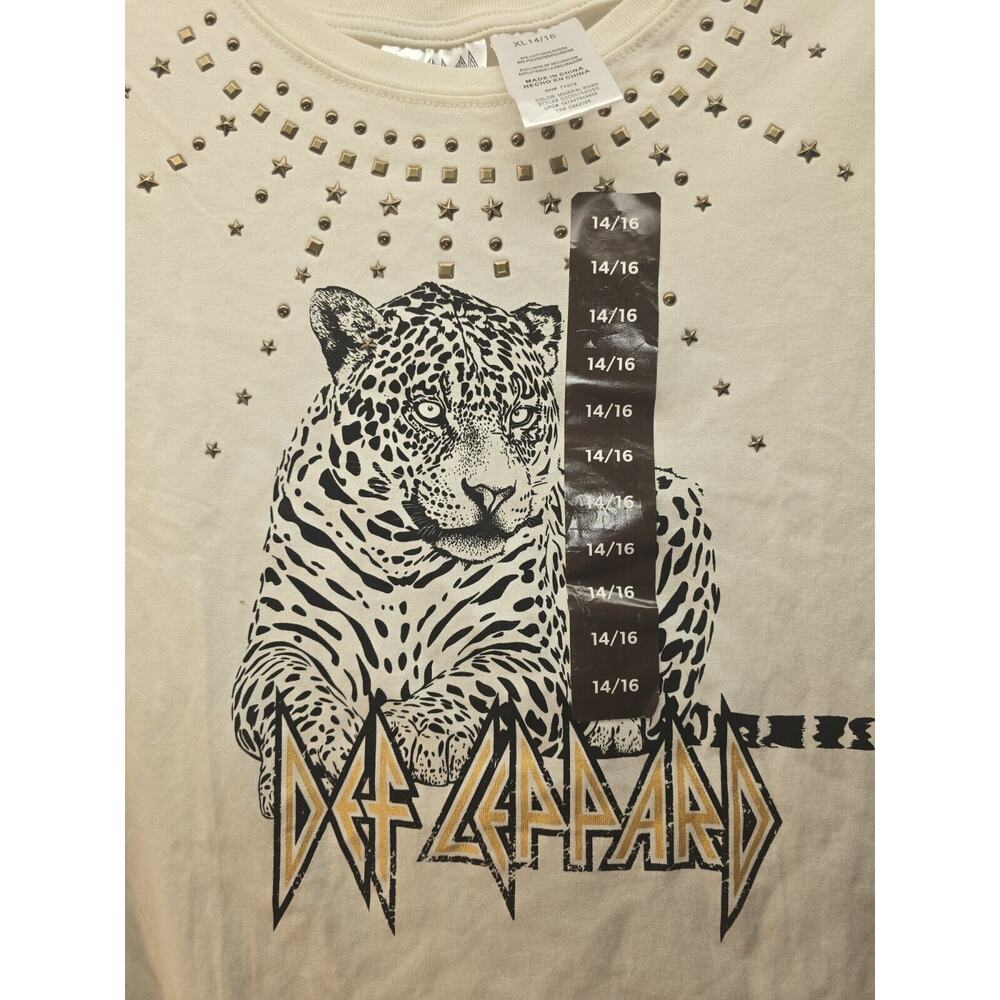 Def Leppard Tshirt Girls Size 14/16 Short Sleeve Bejeweled 5753 - Picture 2 of 5